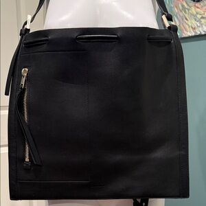 All Saints Black Leather Shoulder/Backpack